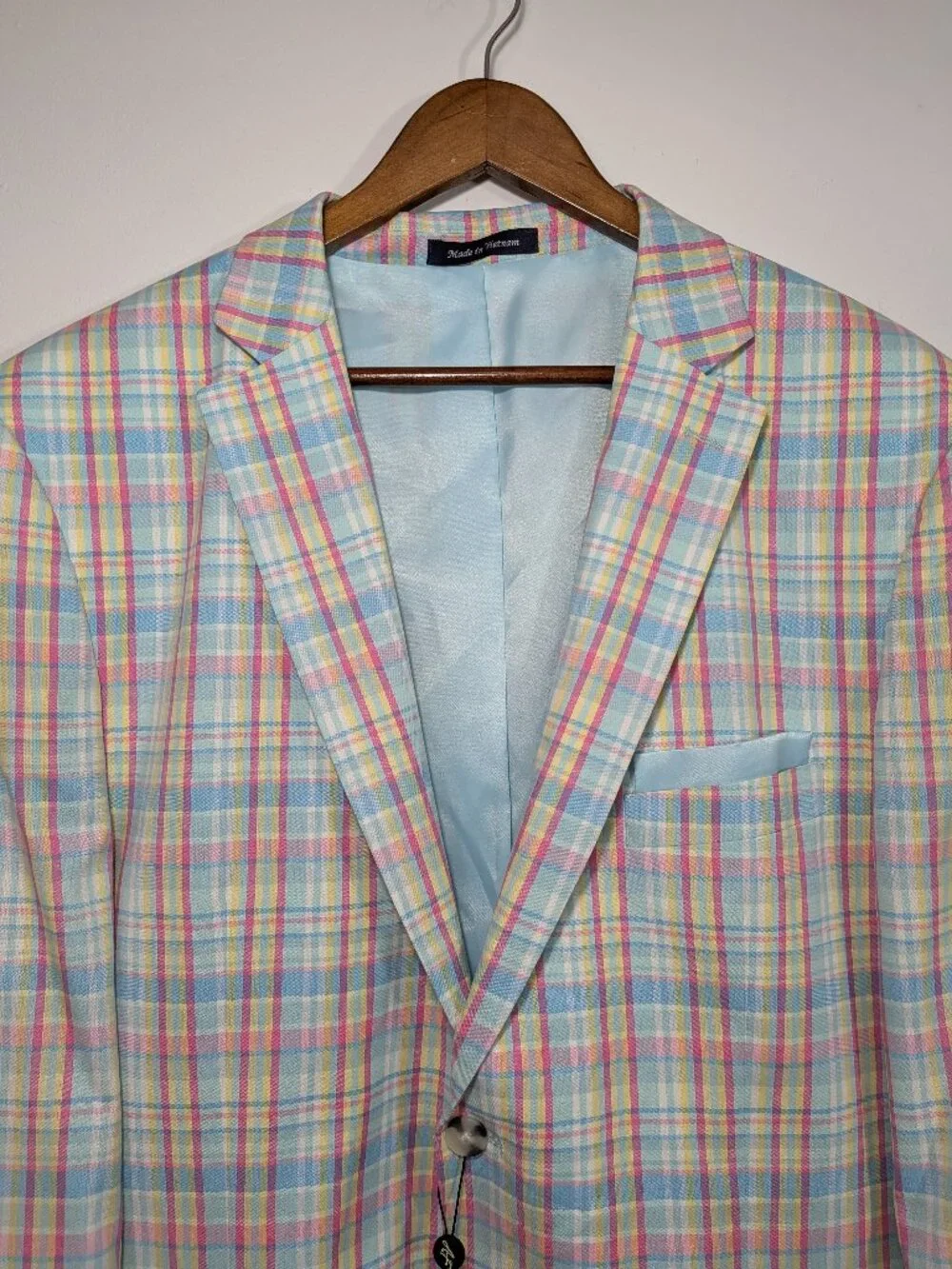 NWT Alan Flusser Pastel Plaid Sport Coat 46R Easter Wedding Preppy Madras Blazer